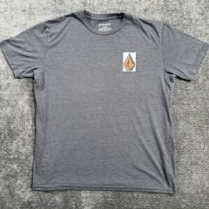 Volcom Stone Men's Short Sleeve Logo Heather Gray Shirt Size XL Cotton Polyester